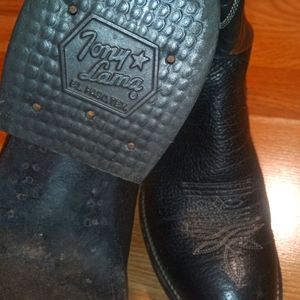 Black Tony Lama Leather Western/Cowboy Boots